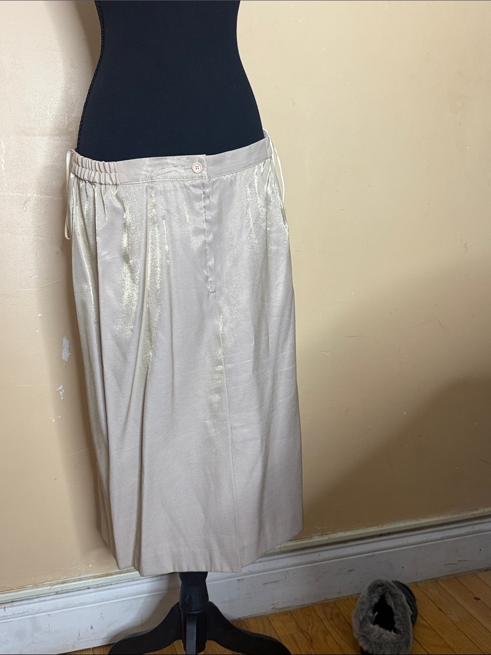 Cream Midi Skirt with Subtle Sheen - Timeless Women's Skirt